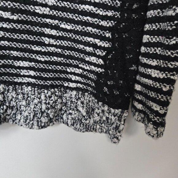Anthropologie Moth Size L Staccato Stripe Tweed Lace Tunic Wool Blend Sweater - Picture 5 of 13